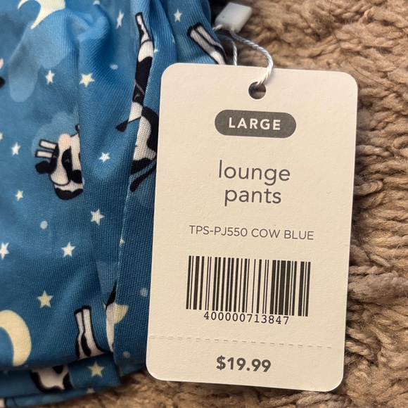 Blue Pajama Pants with Cow and Moon Print - Picture 4 of 4